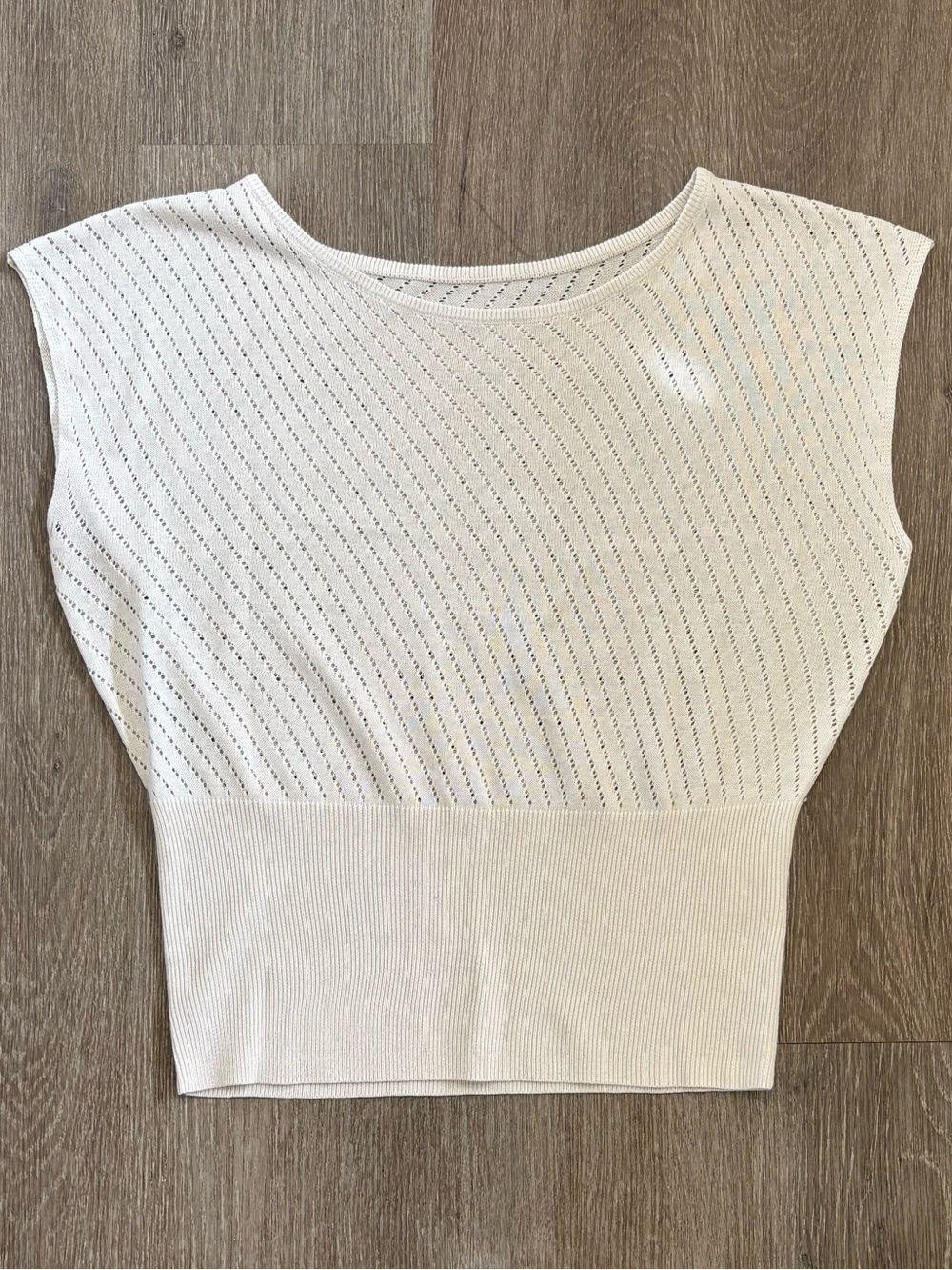 Cream Knit Cap-Sleeve Tank Top